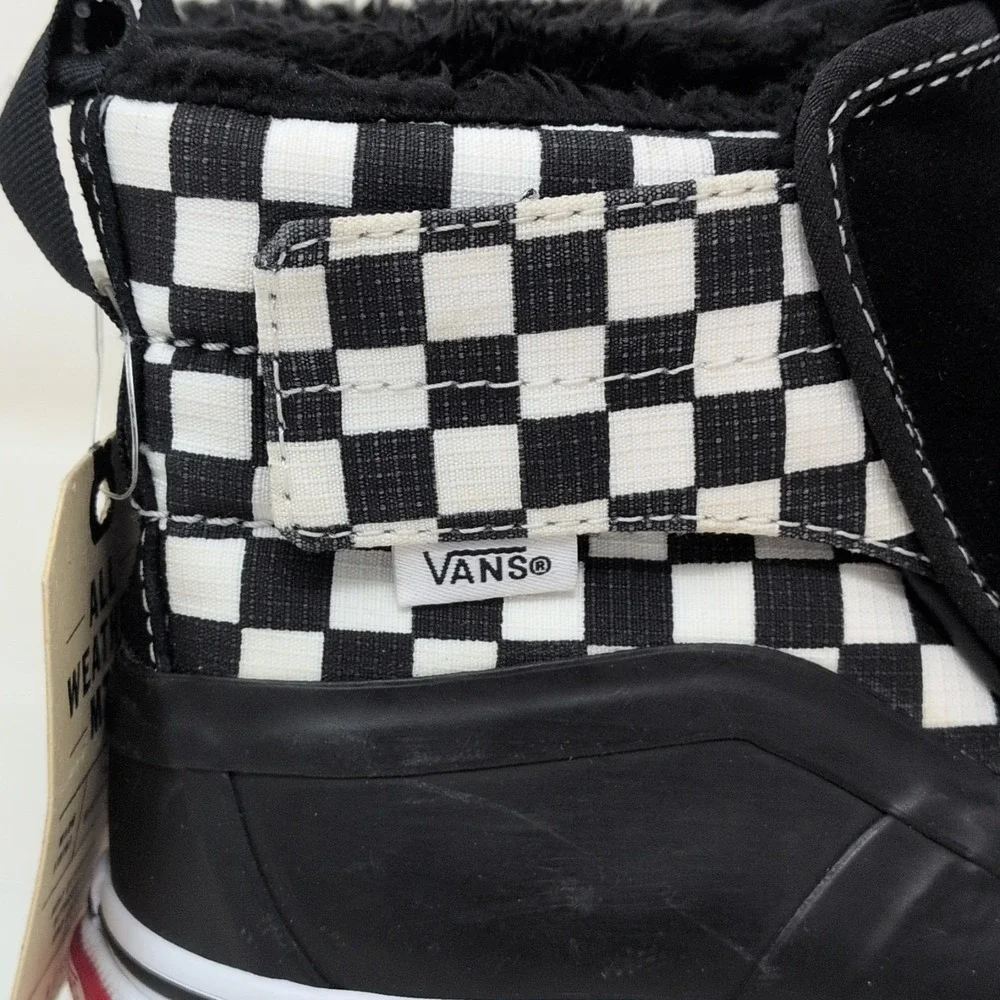 VANS MTE 360 NEW Kids Ankle Boots US 3 Black/White Check Slip-On Lined Skater